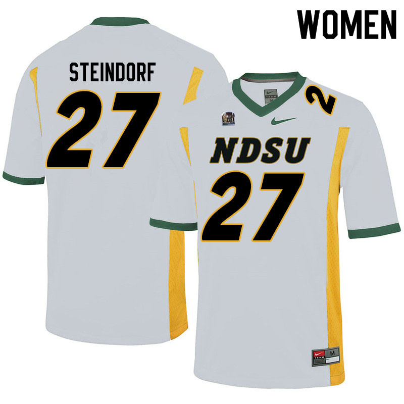 Women #27 Kaedin Steindorf North Dakota State Bison College Football Jerseys Sale-White